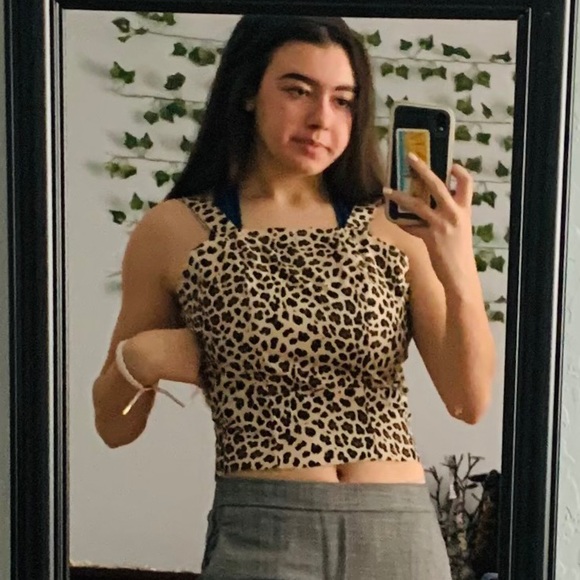 Cheetah Print Fitted Cropped Tank Top Thrift Flip - Picture 2 of 2